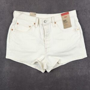Levis 501 Shorts Womens 31 White Original Fit High Rise Button Fly Denim